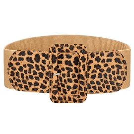 VONMELLI Stretchy Wide Women Belts Elastic Vinatge Leopard Belts for Women Fashion Ladies Waist Belt for Dress, M