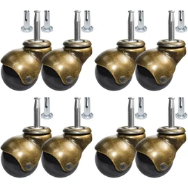 MySit 2 inch Ball Caster Wheels Brass Vintage Antique Casters Heavy Duty Set of 8 Grip Neck with 5/16" x 1-1/2" for Furniture Legs, Cabinet