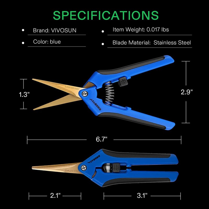 VIVOSUN 6.5 Inch Gardening Scissors Hand Pruner Pruning Shear with