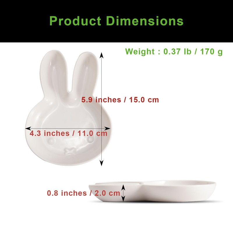 COTONOHA Japanese Ceramic Plate, Cute Rabbit-Shaped Small Dish (5.9 x