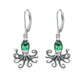 LONAGO Octopus Earrings for Women 925 Sterling Silver Ocean Theme Octopus Drop Earrings (May)