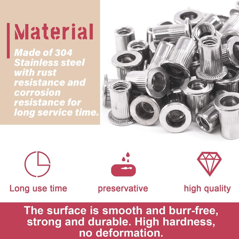 Hilitchi SAE Stainless Steel Rivet Nuts Threaded Insert Rivnuts (1/4-20“-(50PCS))