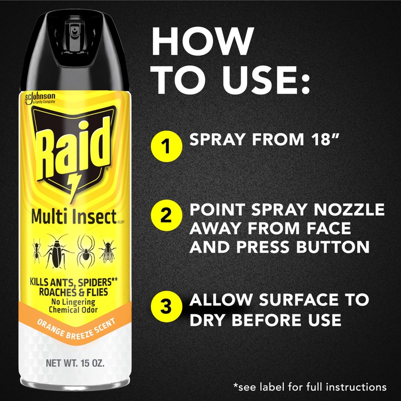 Raid Multi Insect Killer, Orange Breeze 15 Ounce (Pack of