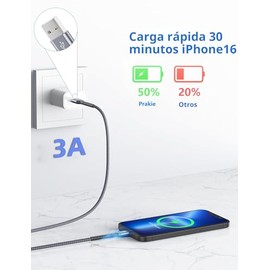 Cable USB a USB C de carga rápida de 3 A [2 unidades, 6 pies], cable de carga USB A a USB C, cable USBC trenzado extra duradero mejorado compatible co