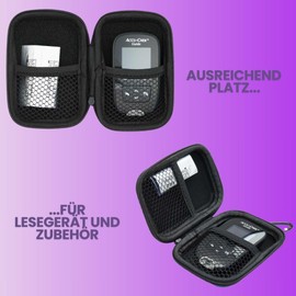 Protective Case for Accu-Chek Aviva/Guide/Mobile/Instant - Hard Case with Zip, Mesh Pocket & Elastic Band - for Blood Glucose Monitor