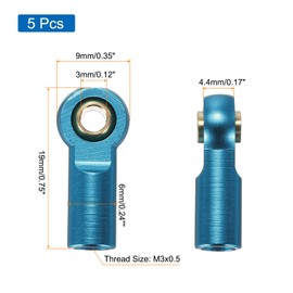 sourcing map M3xL19mm Lever Steering Linkage Tie Rod Ball Head Link Joint End Metal Blue for RC Crawler Car Pack of 5