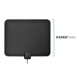 Ematic EDT201ANT Ultra-Thin Indoor HDTV Antenna with Amplifier 50-Mile Range, Black