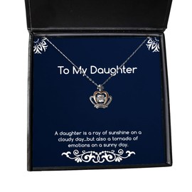 Cool Daughter Gifts, A daughter is a ray of sunshine on a cloudy day...but, Nice Crown Pendant Necklace For Daughter From Father, Gold crown pendant necklace, Silver crown pendant necklace, Diamond