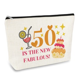 50th Birthday Gifts for Her 50 Year Old Party Makeup Bag Happy 50th Birthday Gifts for Mom Sister Friend Wife Coworker Classmate Couple 50TH Anniversary 1975 Gift Zipper Cosmetic Bag Pouch