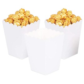 Ainmto 24PCS White Popcorn Boxes Mini Paper Popcorn Containers for Movie Night party