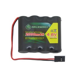 GEILIENERGY NiMH Receiver RX Battery with Hitec Connectors 4.8V 2000mAh High Capacity Rechargeable Battery Pack for RC Receivers, RC Aircrafts and More