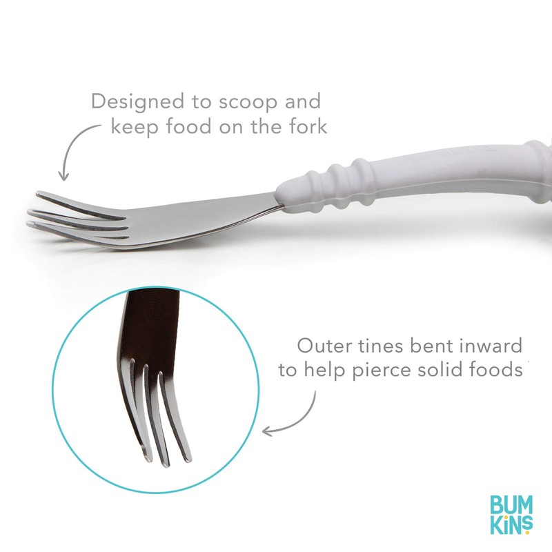 Bumkins Toddler Utensils, Kids Size Fork and Spoon Set, Silicone