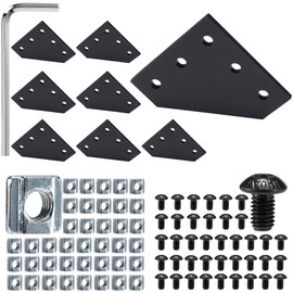 BELLA BAYS 20Series 8Sets Black Surface L Shape Joint Plate, 5 Hole L Flat Joint Plate, 2020 Aluminum Extrusion Accessories for 6mm Slot Width 20Series Aluminum Extrusion Framing Profile