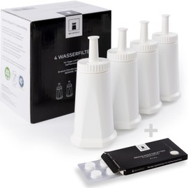 mioCASTELLO® 4x Water Filters for Sage/Breville (TÜV SÜD Tested) + 8x Cleaning Tabs - Replaces Claro Swiss SES008 BES008 for SES990 SES876 SES878 SES980 SES880 SES920 SES810 BES990 BES980 BES878 ...