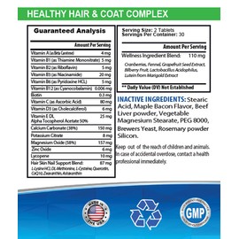 Dog Immune Vitamins - Dog Hair and Coat Health Complex - Healthy Skin and Nails - Itch Relief - Powerful - Dog Vitamins Coat - 60 Treats (1 Bottle)