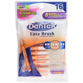 DenTek DenTek Easy Brush Dental Cleaners, Standard, 16 Count (Pack of 6)