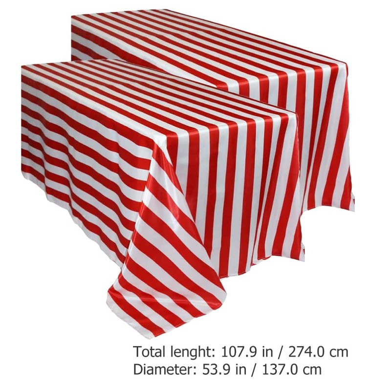 LIFKOME 2pcs Black/Red and White Striped Tablecloth Plastic Stripe Table