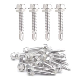 IMScrews 25pcs #14 x 1-1/2" Stainless Hex Washer Head Self Drilling Screws, 410 Stainless Steel Full Thread Sheet Metal Tek Screws