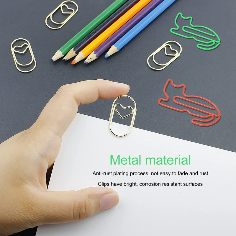 100pcs Cat Shape Paper Clips Plating Process Increased Slip Resistance