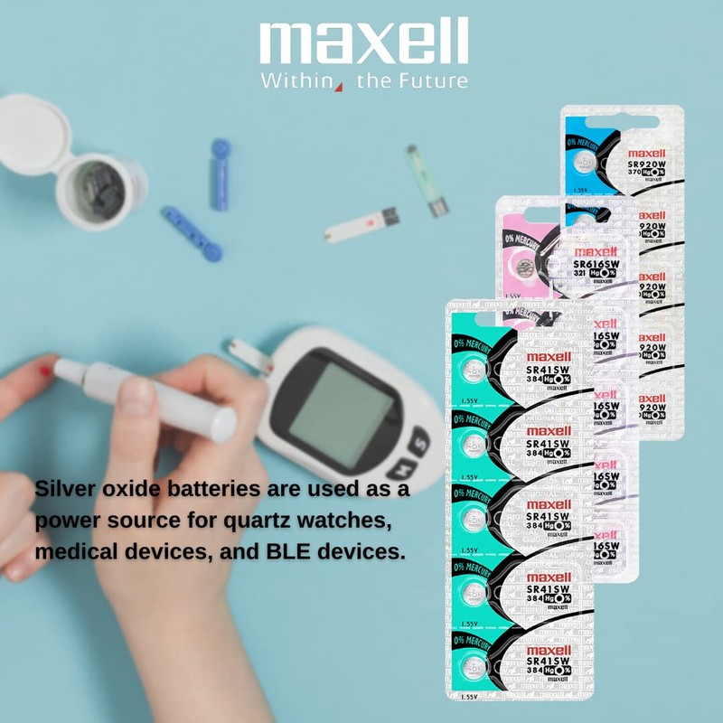 Maxell Watch Battery Button Cell SR41SW 384 Pack of 5