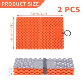 2 Pieces Folding Foam Mat,Ultralight Hiking Sit Mat,Foam Camping Pad with Egg Nest,IXPE Outdoor Foam Cushion,Durable Stay Warm Waterproof MoistureProof Sitting Pad for Picnic Climbing (Orange)
