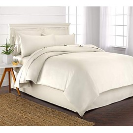 Pure Bamboo - King Duvet Cover 3 Piece Set, Genuine 100% Organic Viscose Derived from Bamboo, Luxuriously Soft and Cooling, Includes 2 Pillowcases (King, Ivory)