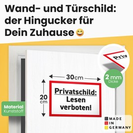 DankeDir! Private Sign Reading Prohibited - Plastic Sign 30 x 20 cm - Saying Sign Birthday Gift Door Sign Funny Saying - Gift Party Decoration Office Gift Idea Colleagues Friends