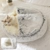 ShinHye ShinHye Cat Bed Round Plush Fluffy Hooded Cat Bed