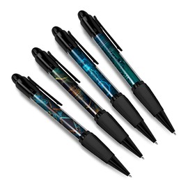 DV DESIGN Set of 4 Circuit Board Black Ballpoint Pens - Computer Motherboard Technology Electronics Pattern Boys Girls Men Women Theme Pen #79414
