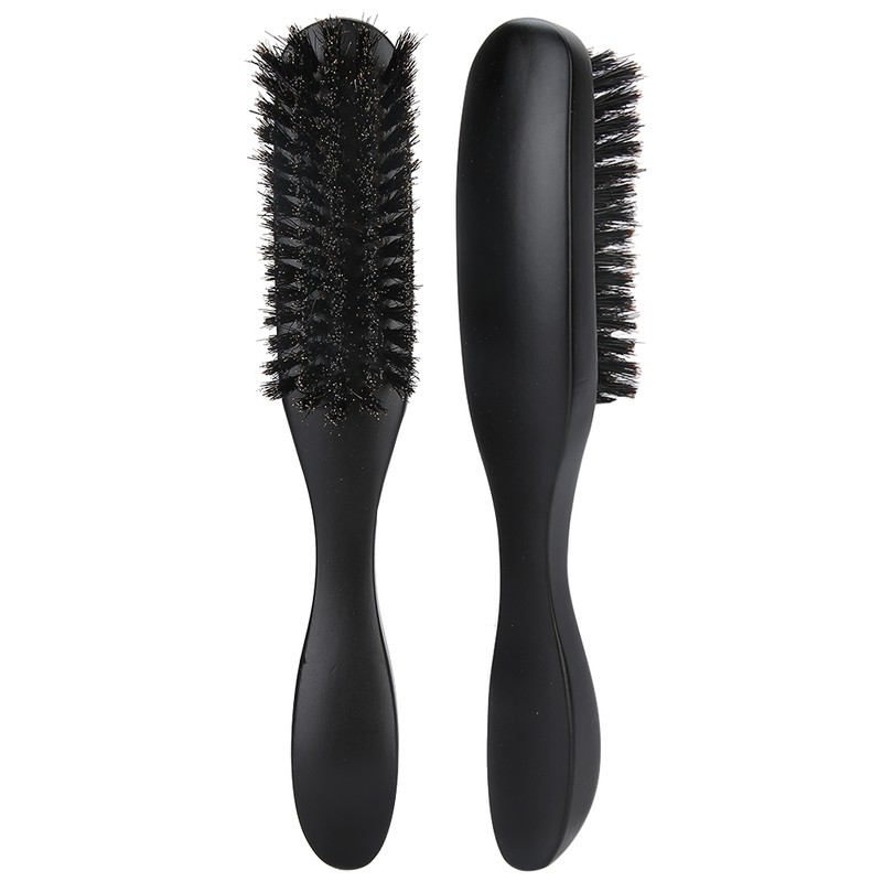 Men Beard Brush Long Handle Hair Cleaning Curved Wooden Mustache