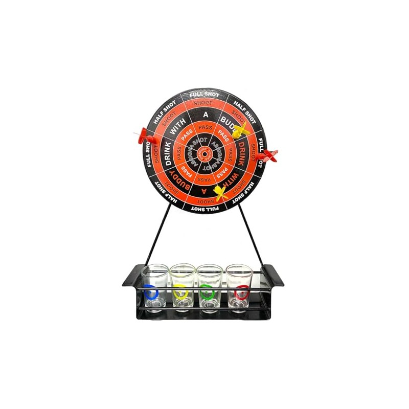 ACP Toys Darts Drinking Game with 4 Shot Glasses and