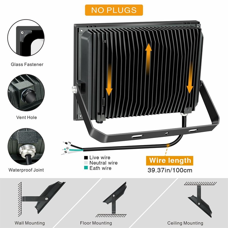 2 Pack 150W Led Flood Lights, 15000lm 6000K Daylight White
