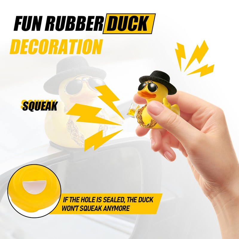 VAGCARS Funny Cowboy Rubber Duck Car Ornaments with Hat &