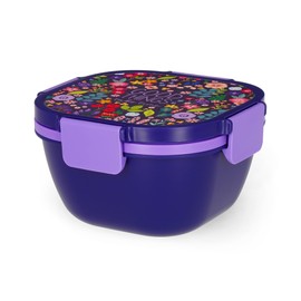 Legami - Contenitore Porta Pranzo, Lunch Box, Flowers, 1 Forchetta, 1 Vassoio a scomparti, 1 Porta Condimenti Removibile Inclusi, Capacità 1700 ml, 19 x 10.7 x 19 cm