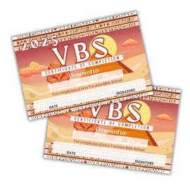 2025 VBS Certificate of Completion Egypt 50pk 9x6” Vacation Bible School Award Participation Prison to Palace Joseph’s Journey Bulk