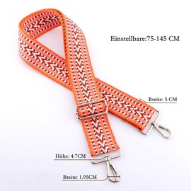 Kiwochy Wide Shoulder Strap Handbag Strap Colorful Replacement Shoulder Strap Adjustable Canvas Crossbody Shoulder Strap Long Straps Bag Straps with Metal Swivel Hooks Width 2"; Length 29,5-57"Orange