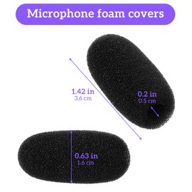 Pack of 10 Foam Windscreen for Lavalier Microphones, Replacement Wind Protection, Pop Protection Microphone, Mini Microphone Headset Windscreen, for Microphone Small, Lavalier Headphones (Black)