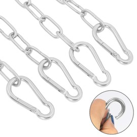 Geluode 2 PCS Meter Hanging Chair Chain With 4 PCS Carabiners,Silver Hanging Basket Chains Heavy Duty,Hammock Chain Stainless Steel For Garden Swing Chair Tree Swing Chandelier