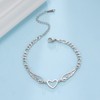 kkjoy Figaro Stainless Steel Chain Bracelet with Heart and Wings