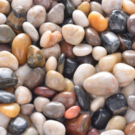 10lb Natural Decorative Polished Mixed Pebbles - Pebbles Polished Gravel，Small Decorative River Rock Stones for Fresh Water Fish Animal Plant Aquariums, Landscaping, Home Decor etc. (160-Oz Bag)