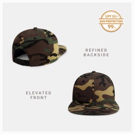 CHOK.LIDS Flat Bill Visor Classic Snapback Hat Blank Adjustable Brim High Top End Trendy Color Style Plain Tone Baseball Cap (Wood Camo.)