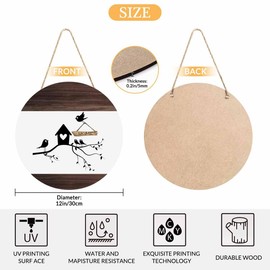 Beabes Welcome Door Sign Lovely Bird's Nest 12in Round Wood Panel Sign Home Porch Farmhouse Outdoor Indoor Festival Decorate Present