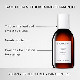SACHAJUAN Champú para el cabello espesante, voluminizador, protectores contra el calor y los rayos UV, brillo y volumen suave, sin parabenos