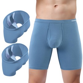 YINZUOLAI - Calzoncillos tipo calzones para hombre con solapa para pelotas, 3 azules., XX-Large