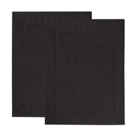 Superior 100% Cotton Bathmat Set, Bath Mats, Bathroom Decor, Shower, Bathtub Essentials, Home Accessories, Washable Rug, No Backing, Heavyweight, Leo Collection, Set of 2, 22" x 35", Black