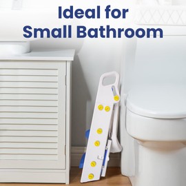 Primlect Potty Training Seat, Upgrade Foldable Step Stool for Bathroom, Toddler Toilet Attachment, Adjustable Height, Handles on Top of The Ladder, Easy to Carry and Climb, Boys and Girls 1-3 （Blue)