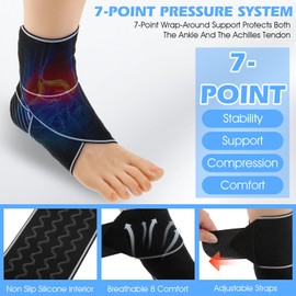 Heclia Knöchelbandage für verstauchten Knöchel 2 Stück verstellbare Stützfußbandagen Knöchelstütze für Frauen und Männer Knöchelkompressionsmanschette Achillessehnenentzündung Plantarfasziitis