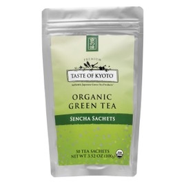 TASTE OF KYOTO Sencha Green Tea Sachets, Bulk Premium, 50 Count
