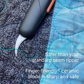 Safety Seam Ripper With Manual Retraction, Safety Blade, 10596 Ambidextrous Tool, Replaceable Blade Lasts up to 11x Longer Than Steel