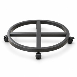 Round Iron Plant Caddy with Locking 360° Wheels, Mobile Flower Pot Stand for Indoor Plants
